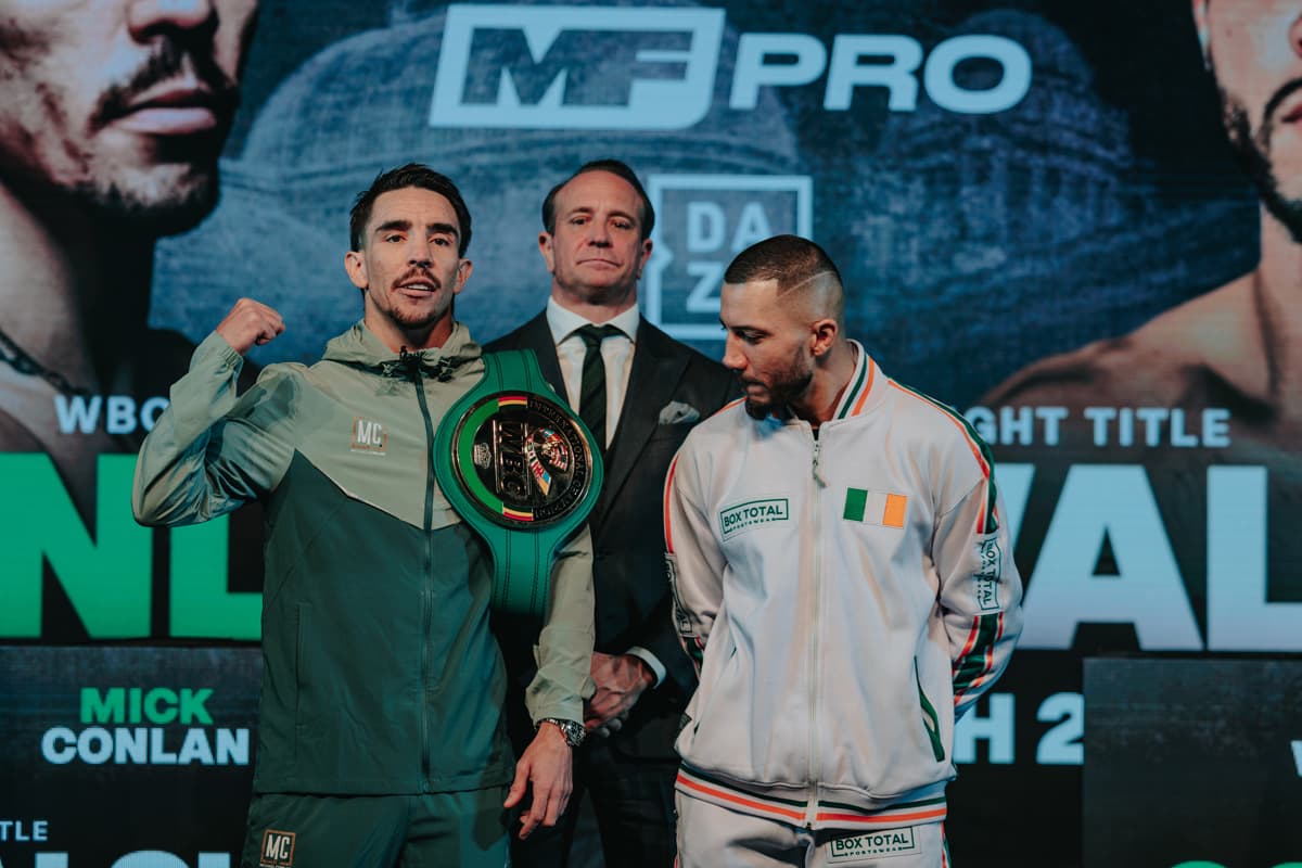 Michael Conlan and Kevin Walsh during the press conference