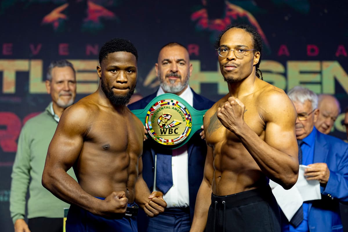 Moreno Fendero and Shawn McCalman during the weigh-in