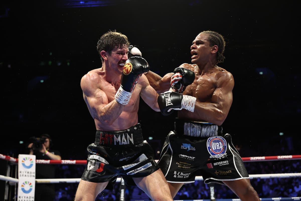 Nathan Heaney and Gerome Warburton during their boxing match