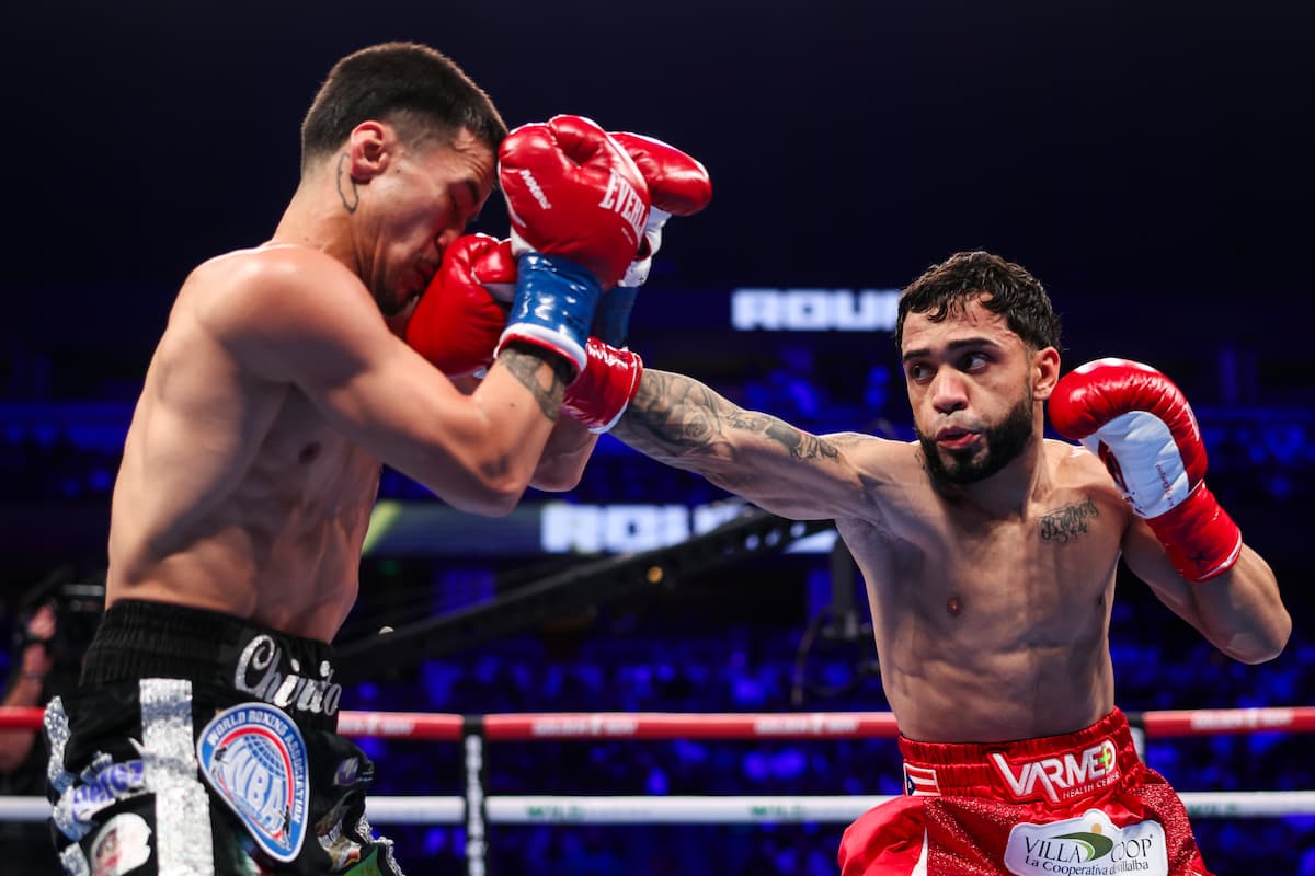 Oscar Collazo lands a punch during his bout against Jesus Haro