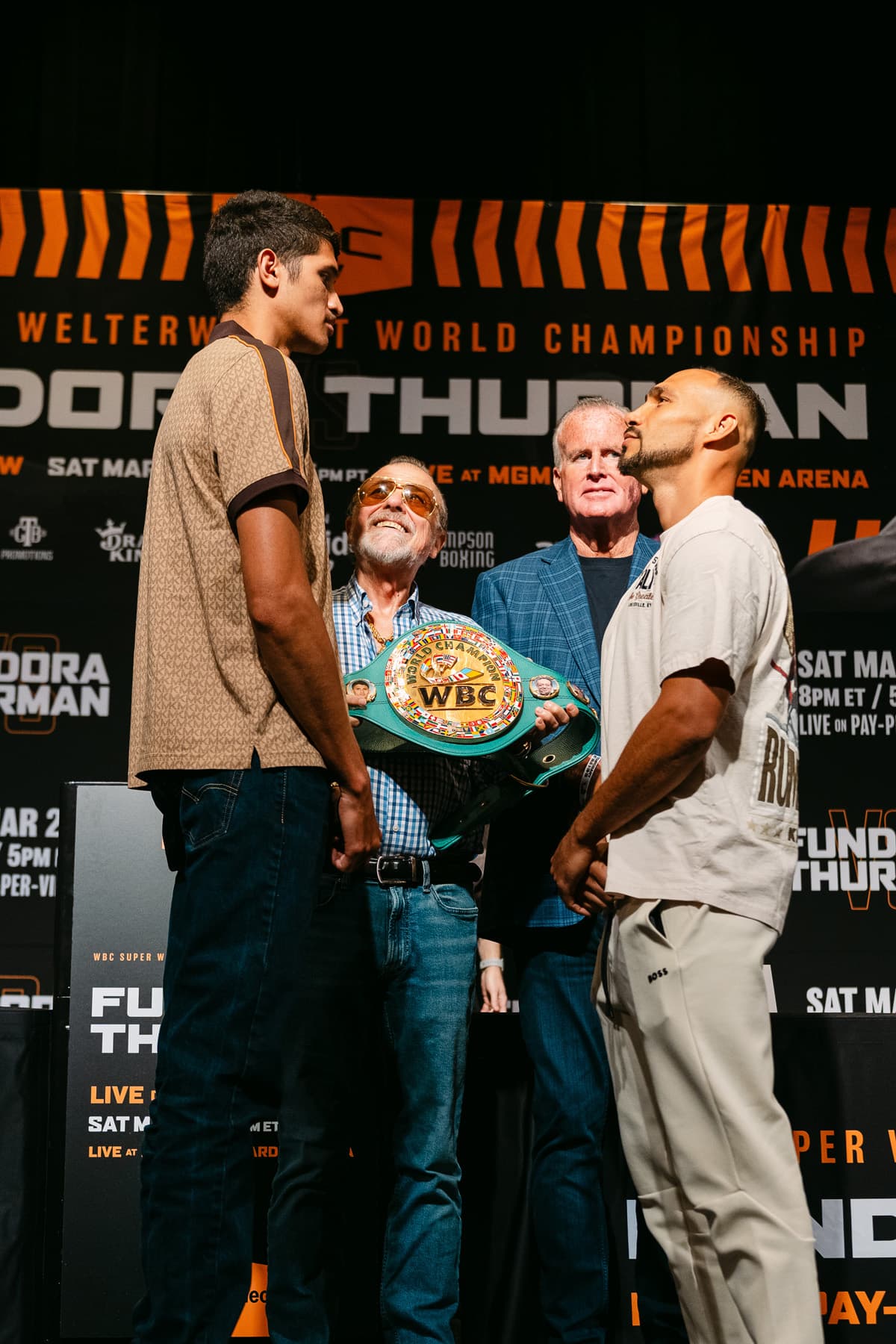 Sebastian Fundora and Keith Thurman face off at the press conference