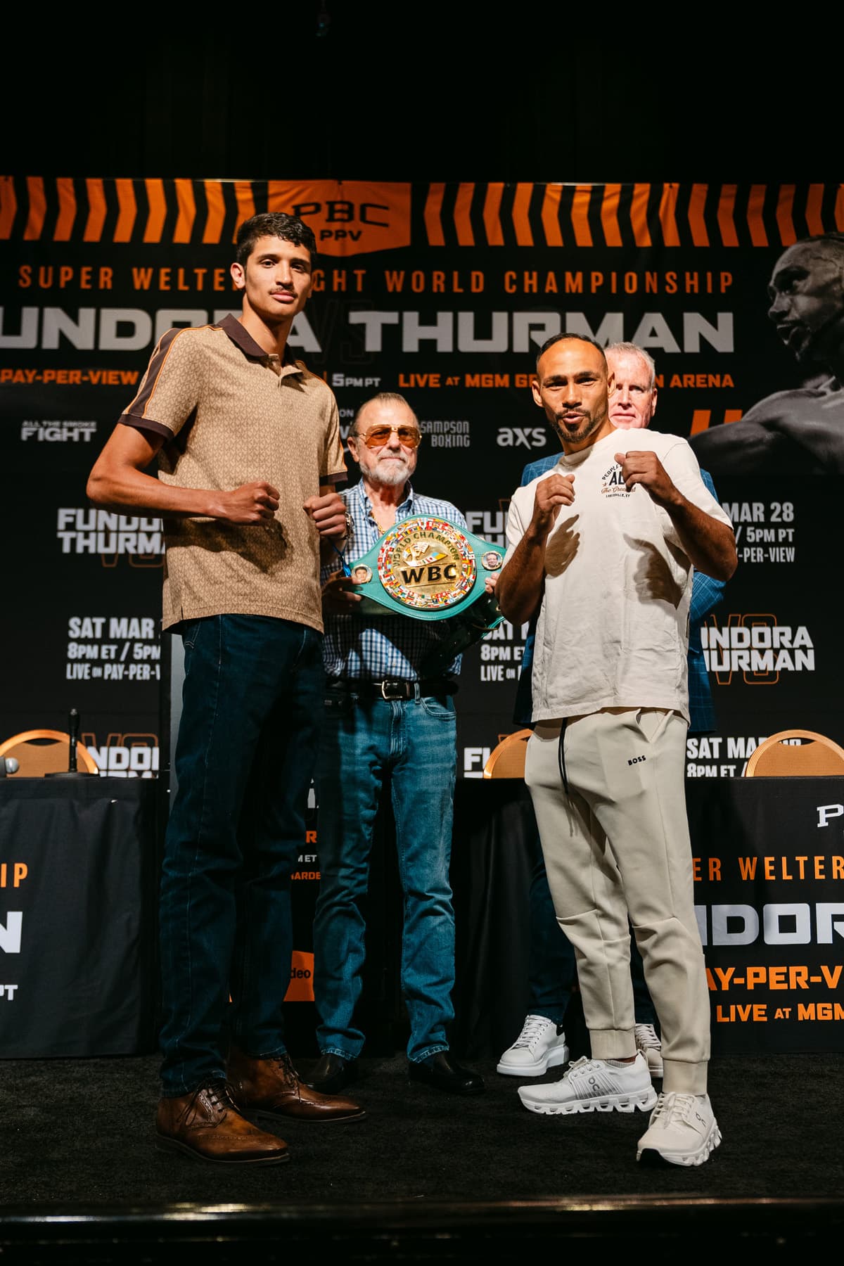 Sebastian Fundora and Keith Thurman at the press conference