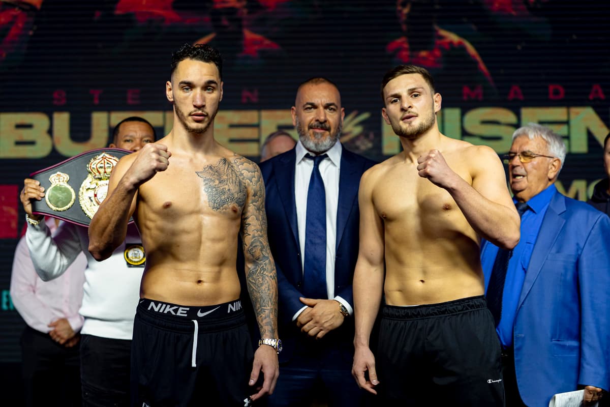Steven Butler and Ramadan Hiseni during the weigh-in