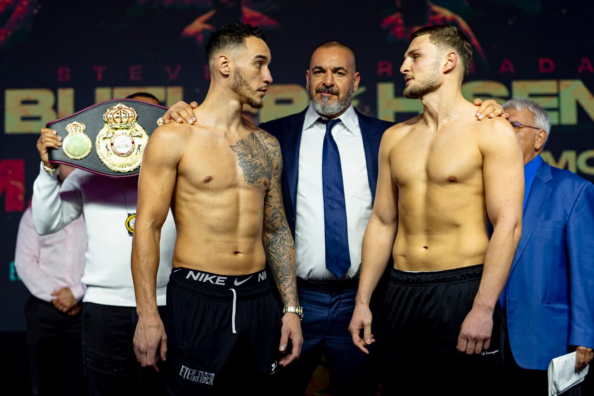 Steven Butler and Ramadan Hiseni during the weigh-in