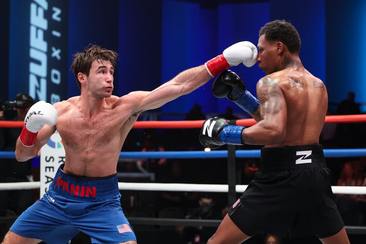 Vlad Panin throws a jab during his boxing match against Shinard Bunch