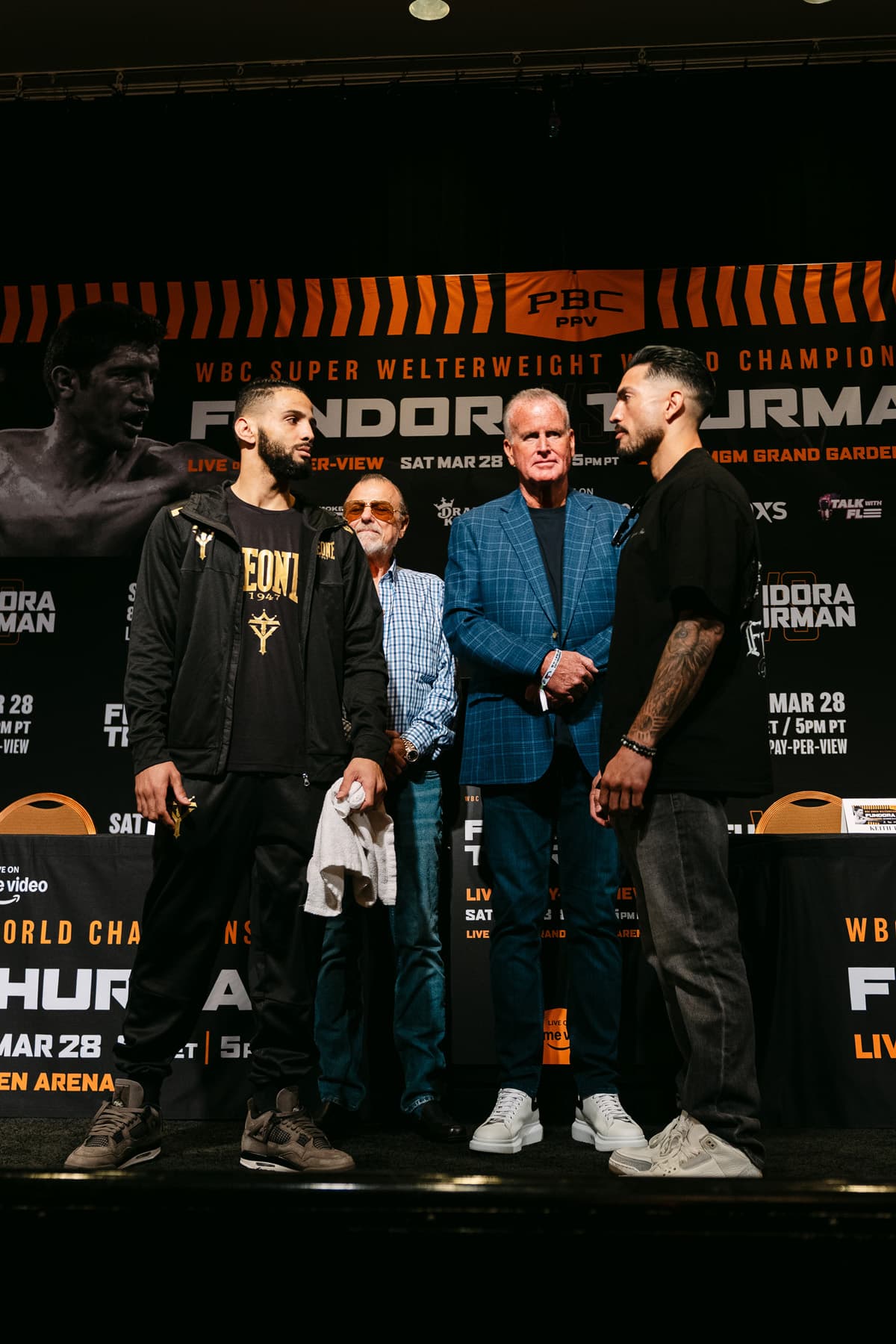 Yoenis Tellez and Brian Mendoza face off at the press conference