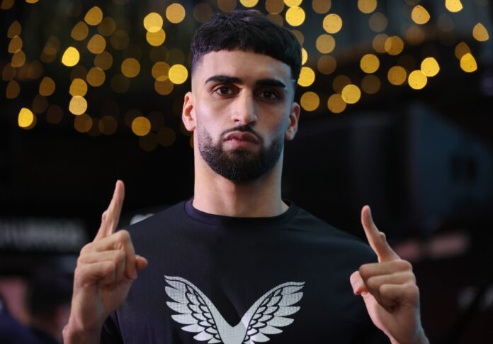 Adam Azim during the weigh-in ahead of his fight