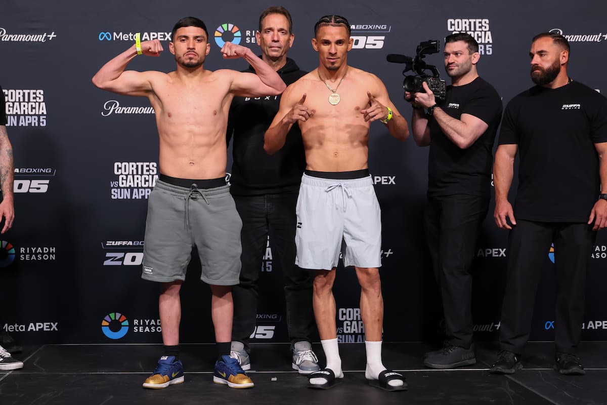 Andres Cortes and Eridson Garcia at the Zuffa Boxing 5 weigh-in