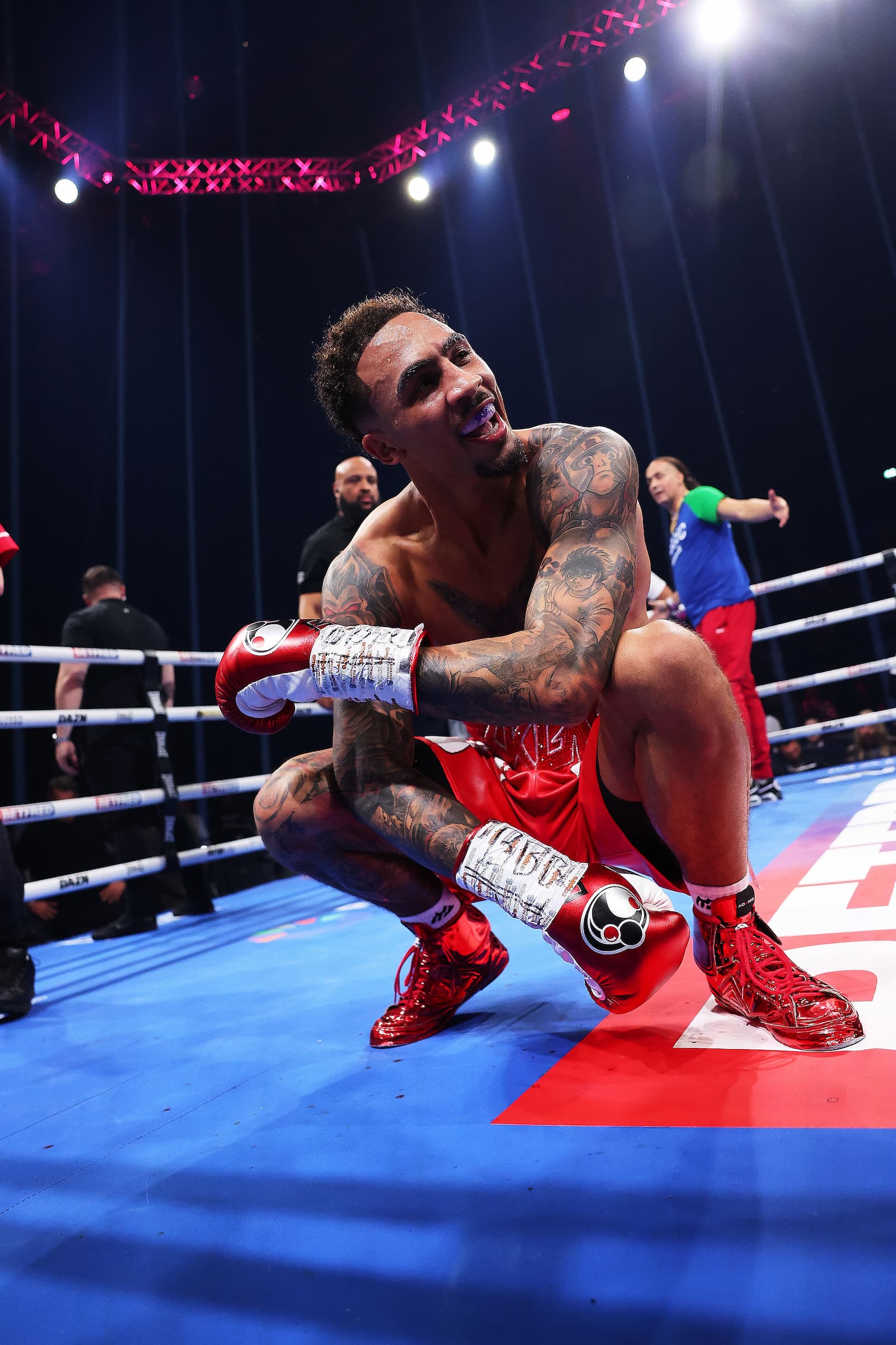 Ben Whittaker celebrates his victory after his light heavyweight bout