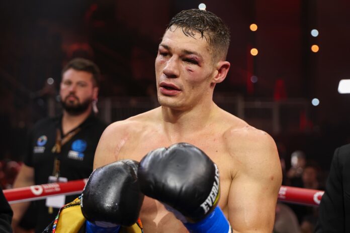 Chris Billam-Smith in the ring during his boxing match against Gilberto Zurdo Ramirez