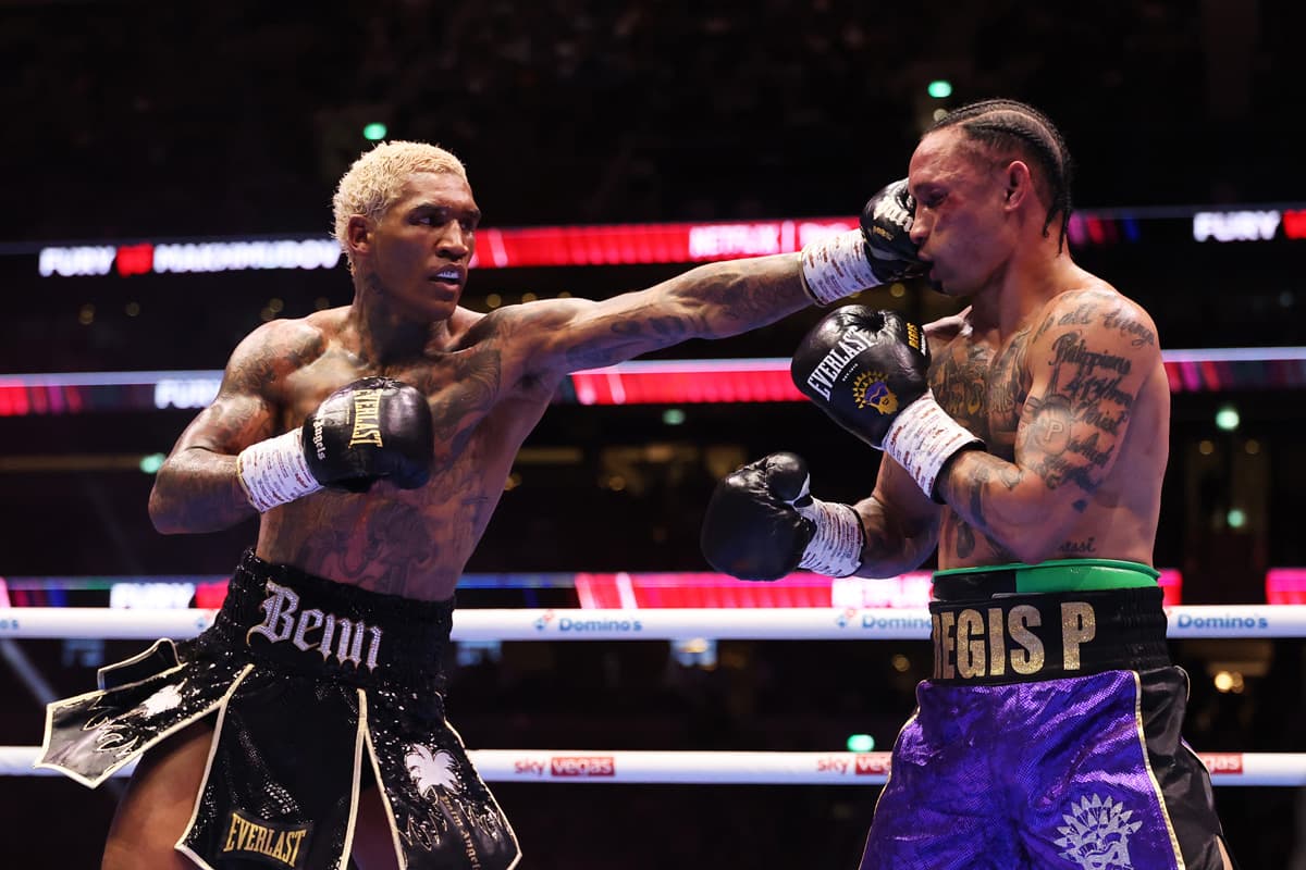 Conor Benn throws a jab during his fight against Regis Prograis