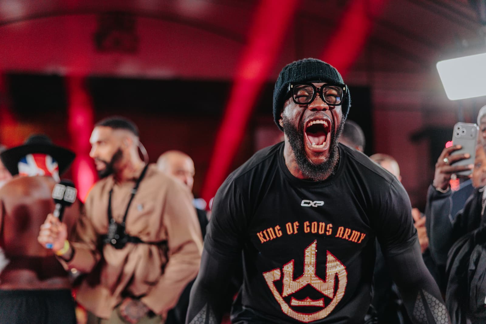 Deontay Wilder at the weigh-in ahead of his boxing match against Derek Chisora in London