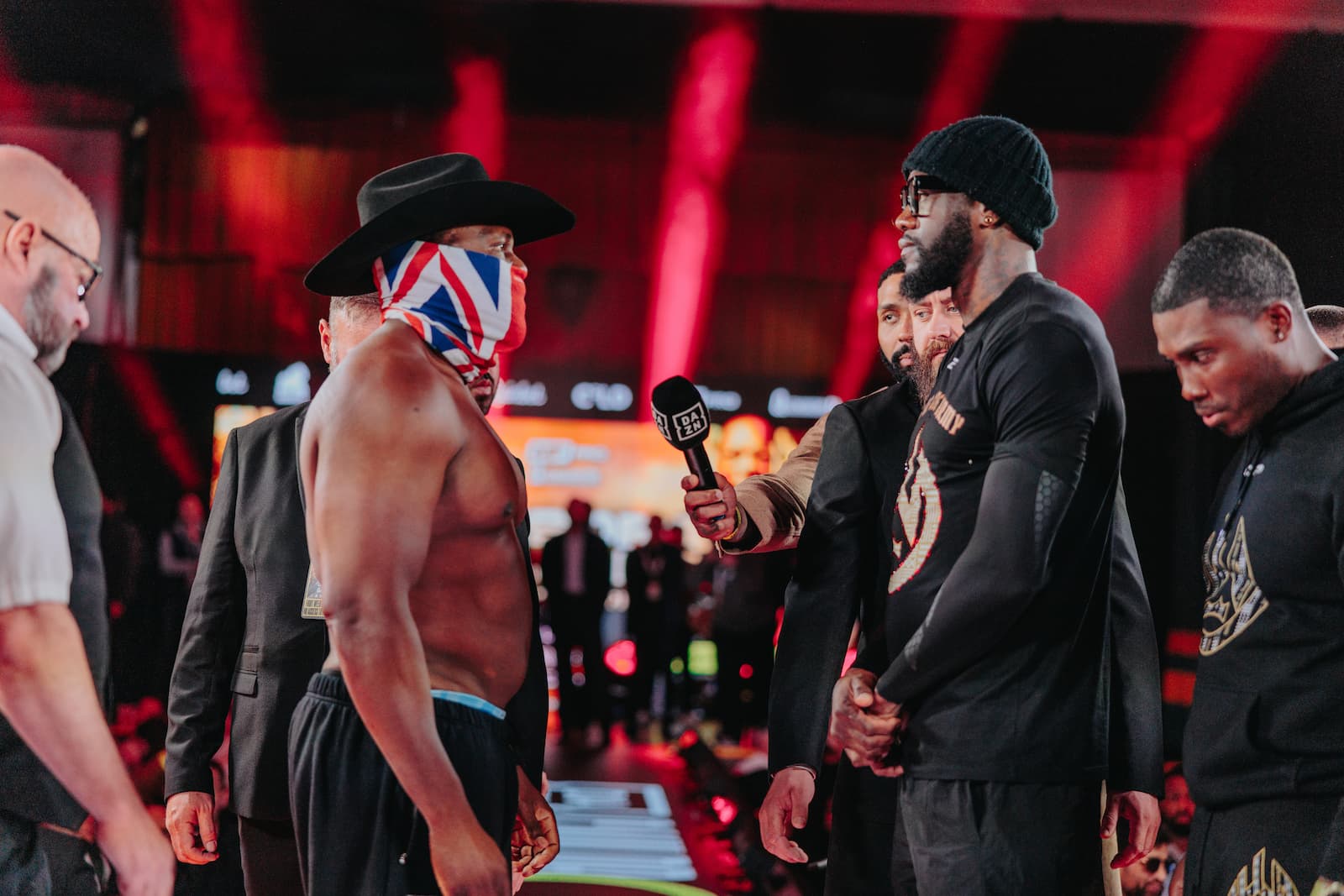 Derek Chisora and Deontay Wilder face off at the weigh-in ahead of their boxing match in London
