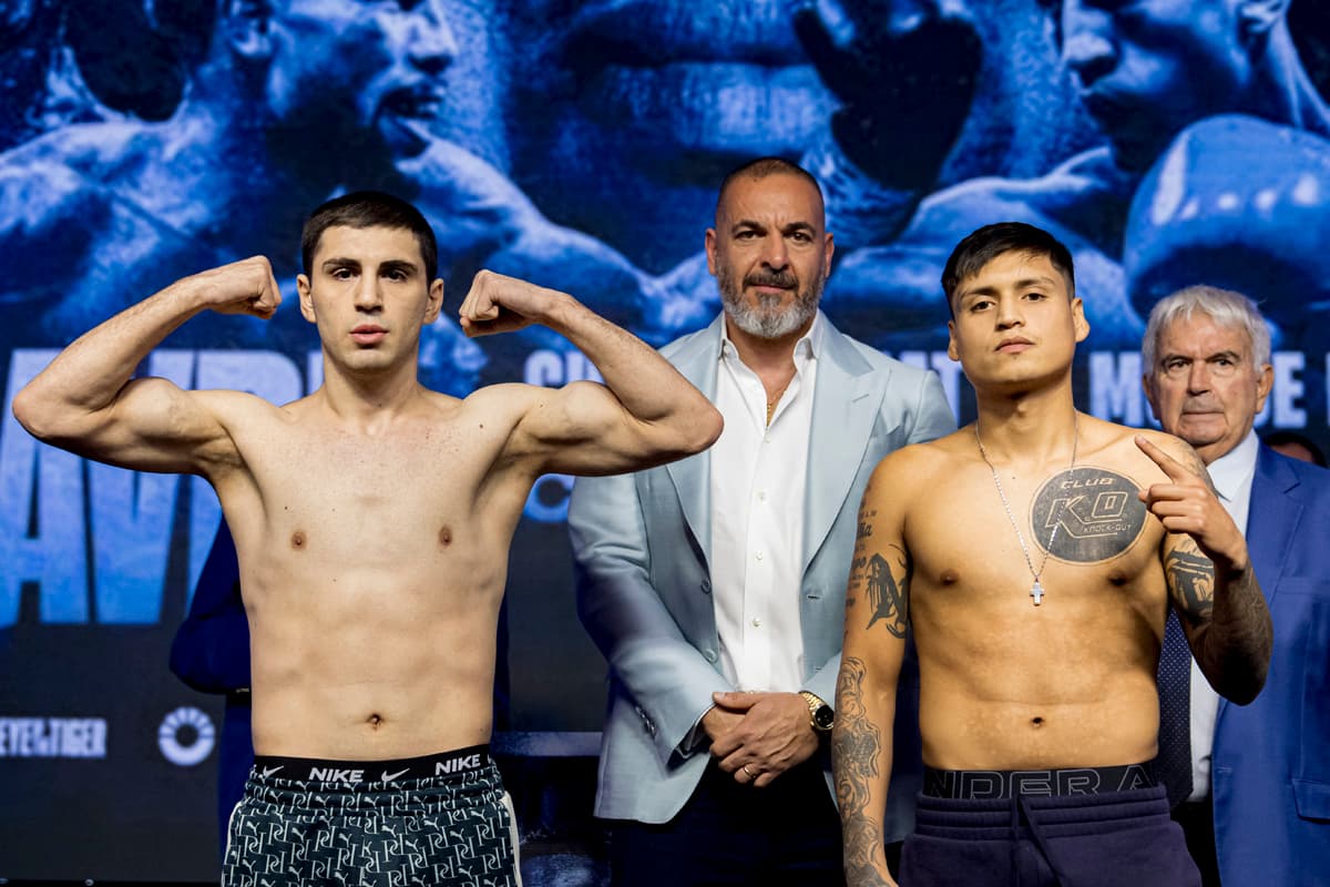 Erik Israyelyan and Franco Filgueira at the weigh-in ahead of their boxing match