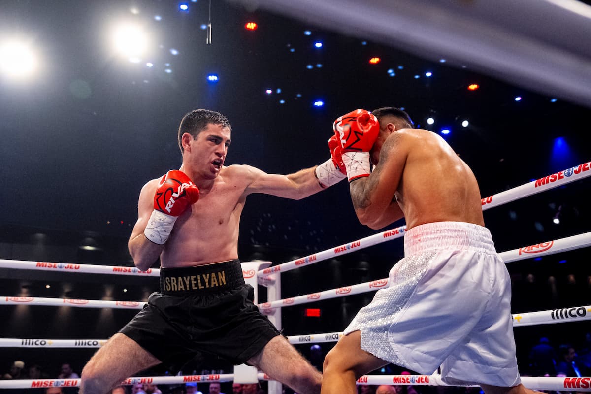 Erik Israyelyan throws a jab during his boxing match against Franco Filgueira