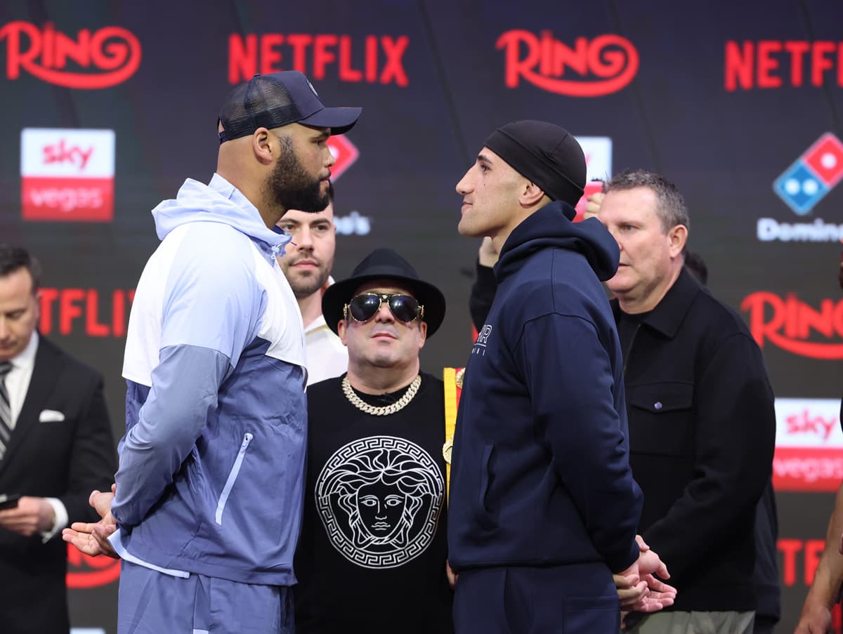 Frazer Clarke and Justis Huni face off at the press conference