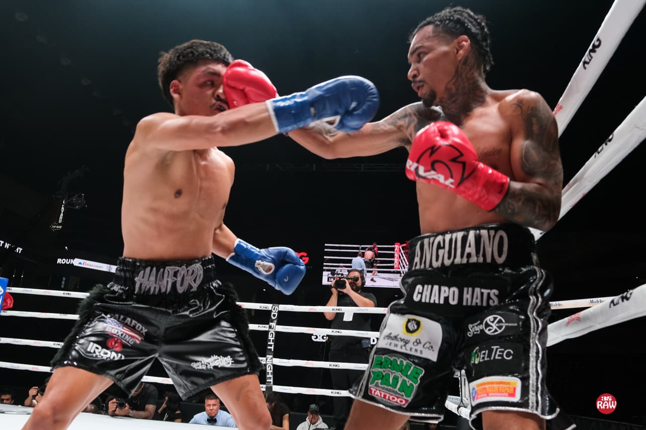 Isaac Anguiano lands a punch during his bout against Jose Negrete