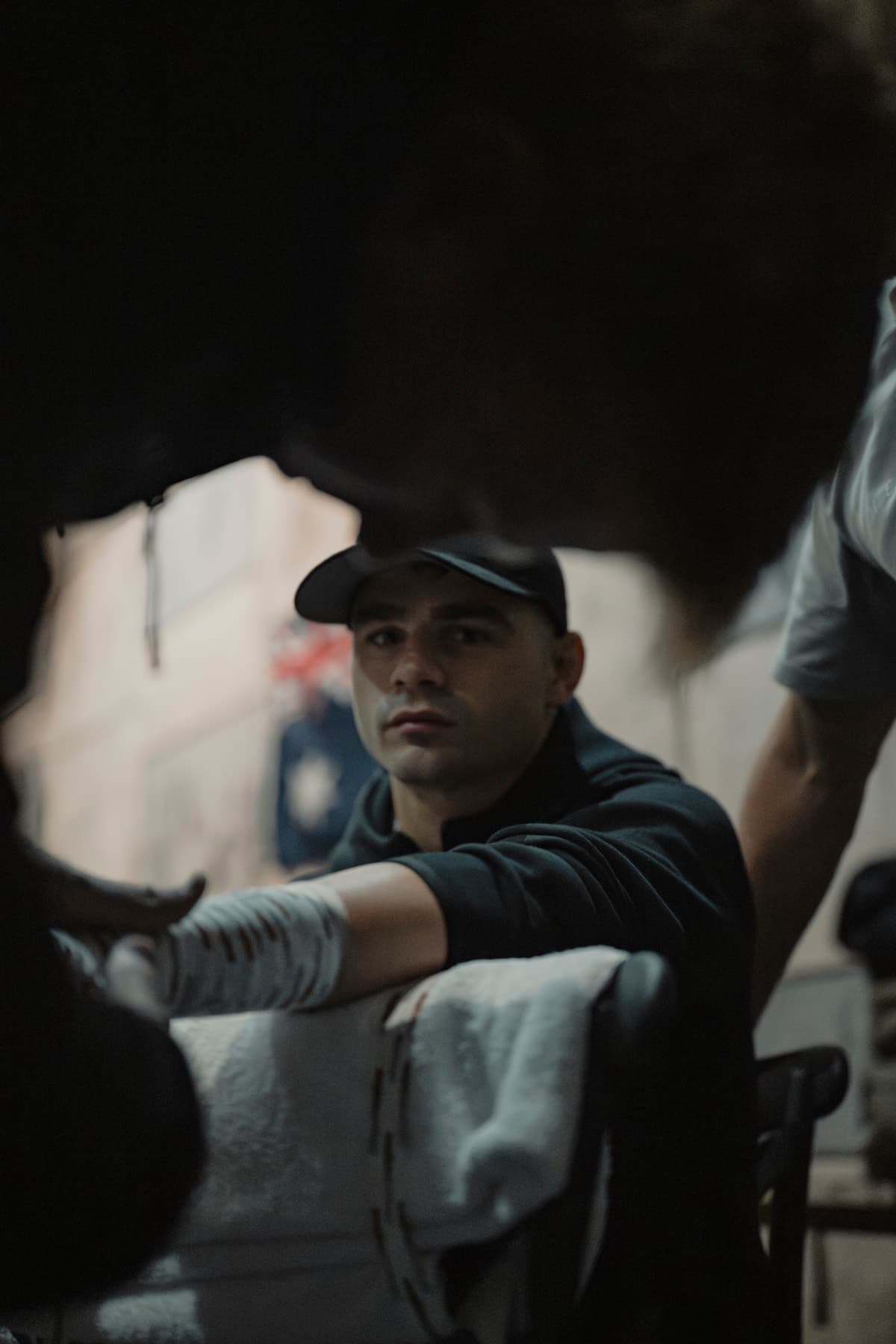 Jake Wyllie having his hands wrapped during a boxing event