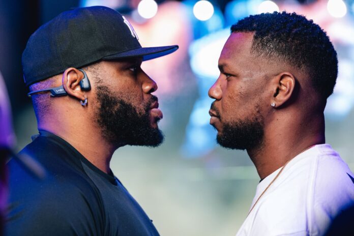 Jarrell Miller and Lenier Pero during fight week face off at Fontainebleau Las Vegas