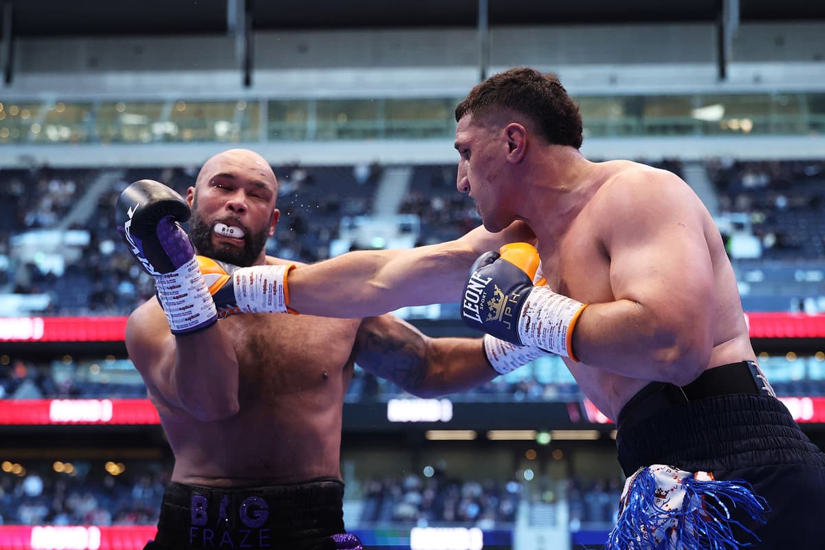 Justis Huni throws a punch during his fight against Frazer Clarke
