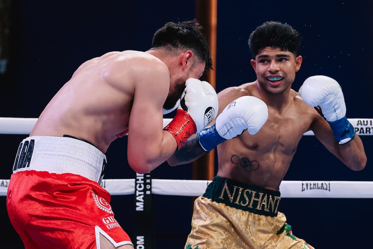 Nishant Dev during his bout against Juan Carlos Guerra Jr