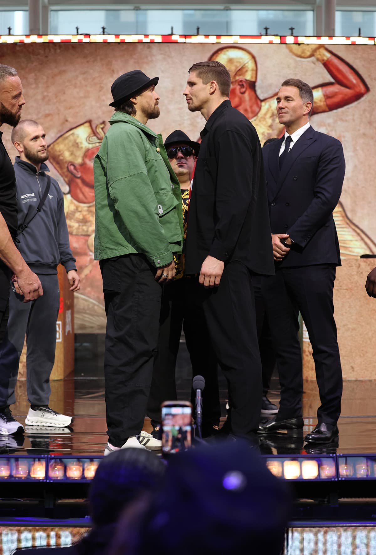 Oleksandr Usyk and Rico Verhoeven face off at a launch press conference ahead of their boxing match