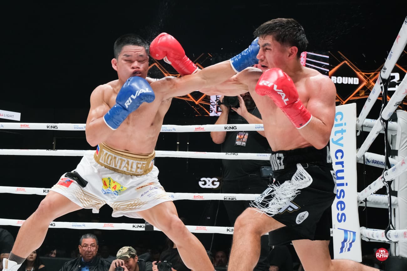 Richard Fernandez Jr. and Sugary Montales exchange punches during their bout