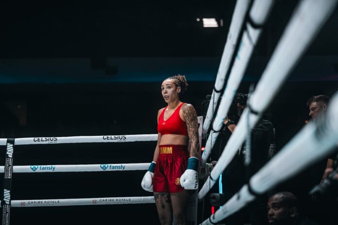 Tammara Thibeault in the ring during her boxing match