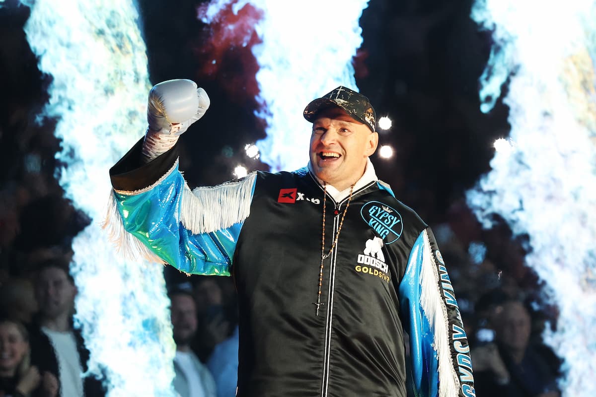 Tyson Fury makes his ring walk during his bout against Arslanbek Makhmudov