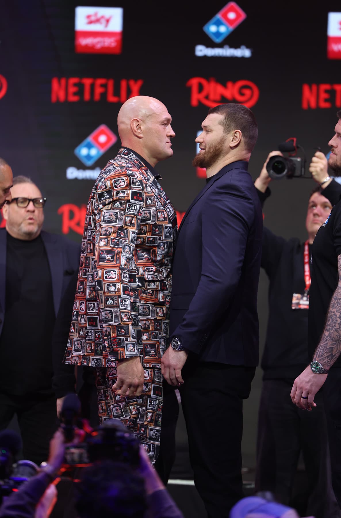 Tyson Fury and Arslanbek Makhmudov face off at the press conference