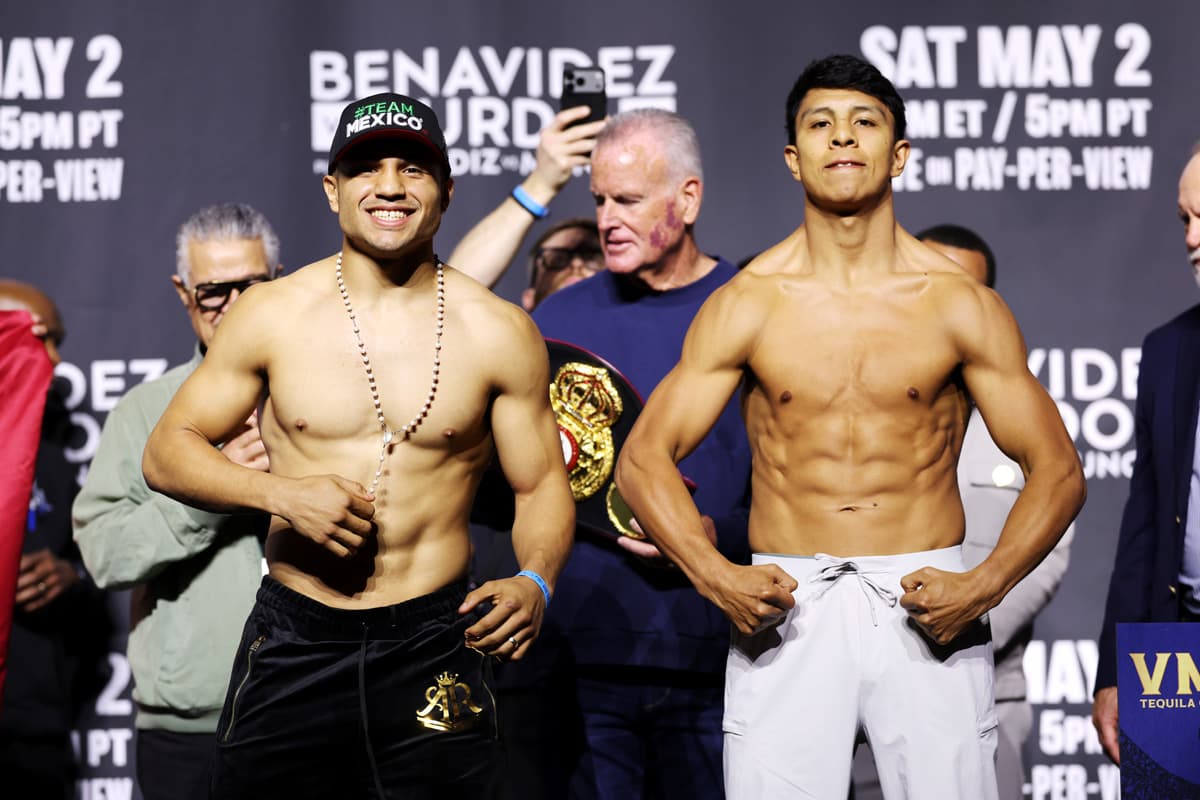 Armando Resendiz and Jaime Munguia during the weigh-in