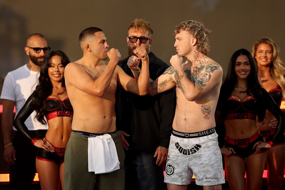 Chris Avila and Brandon Jenkins at weigh-in faceoff