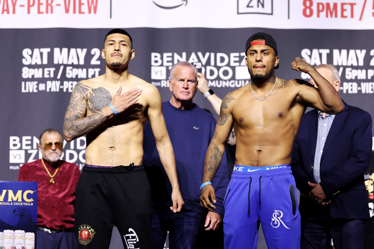 Daniel Blancas and Raul Salomon during the weigh-in