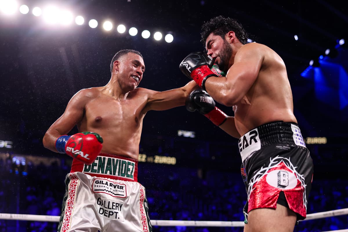 David Benavidez landing a jab during his fight against Gilberto Zurdo Ramirez