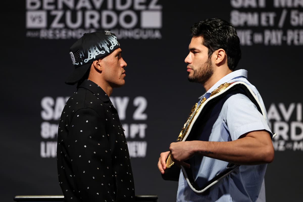 David Benavidez and Gilberto "Zurdo" Ramirez face off at a press conference
