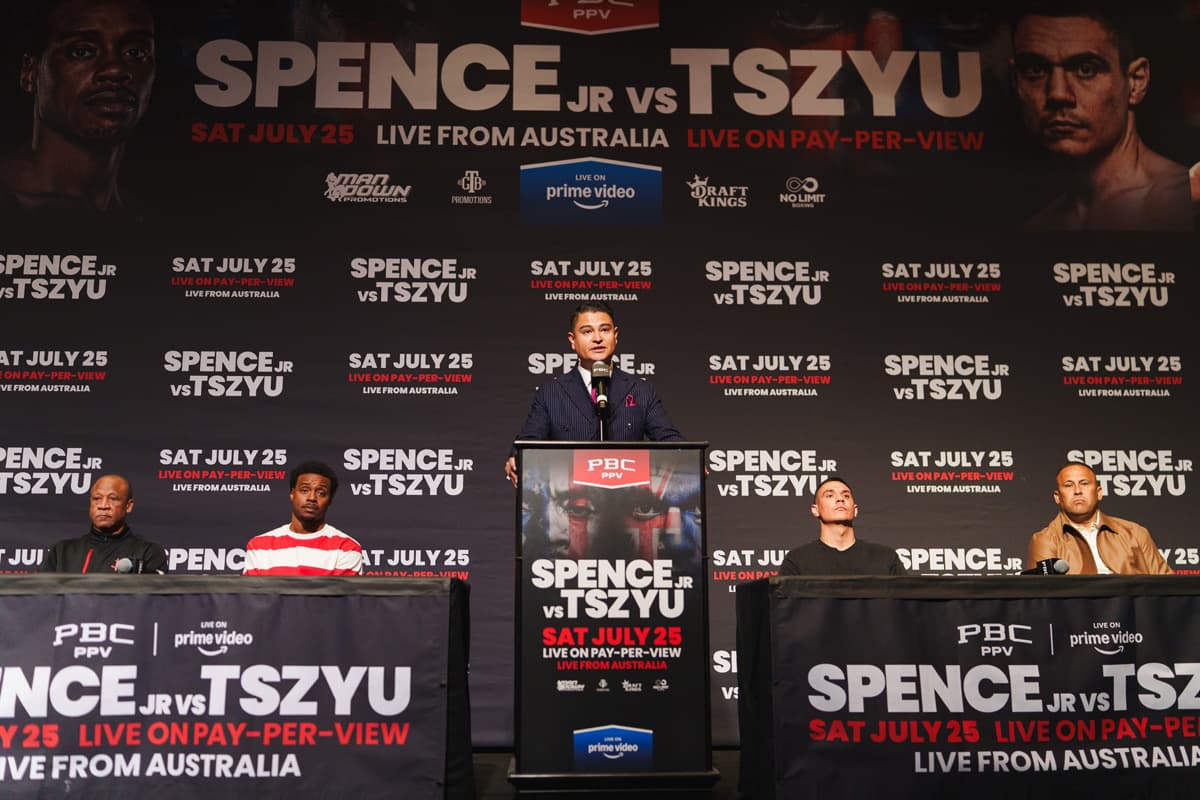 Participants at Errol Spence Jr vs Tim Tszyu launch press conference