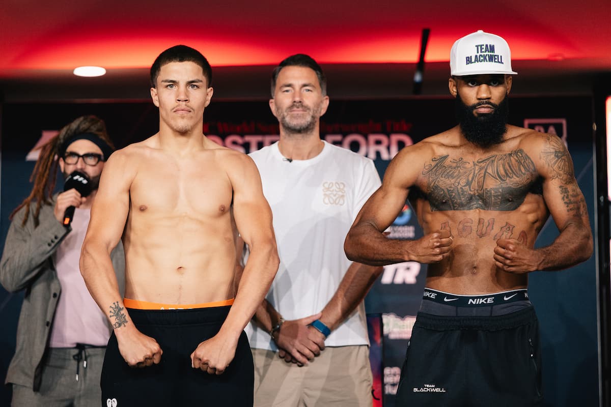 Frank Espinoza and Bryce Blackwell at the weigh-in