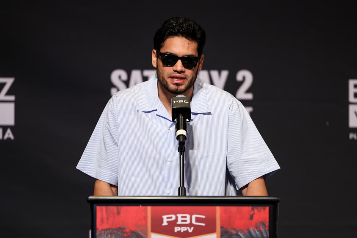 Gilberto "Zurdo" Ramirez speaking at a press conference in Las Vegas
