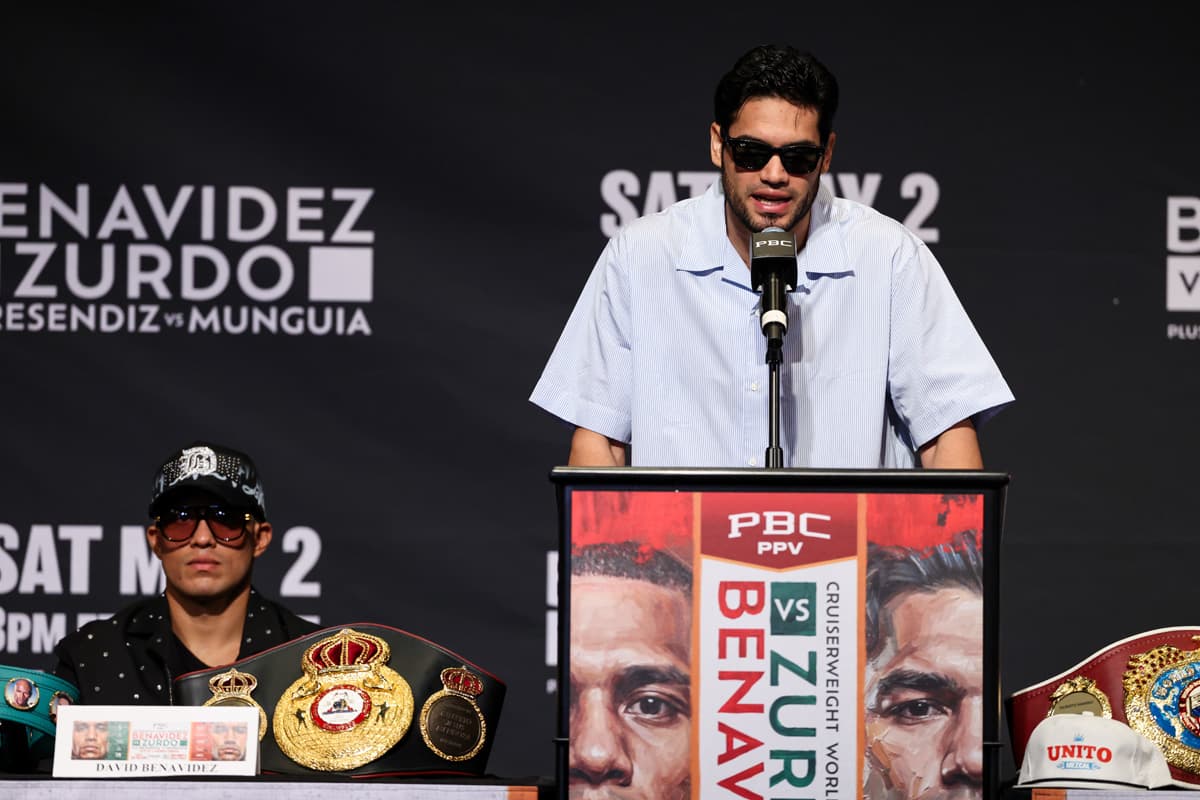 Gilberto "Zurdo" Ramirez speaking at a press conference in Las Vegas