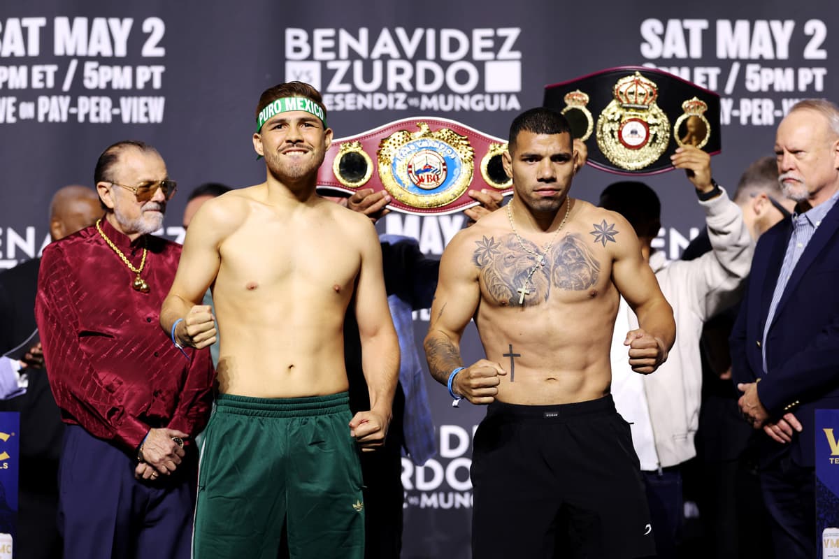 Isaac Lucero and Ismael Flores during the weigh-in