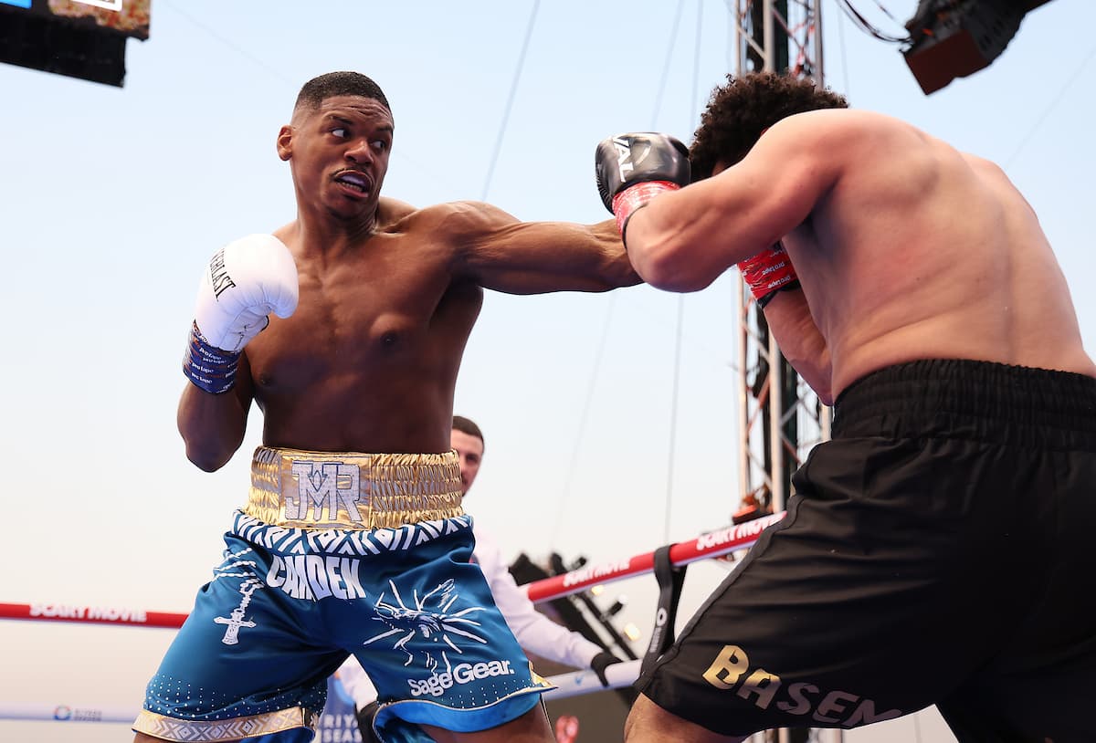 Jamar Talley lands a jab during his bout against Basem Mamdouh