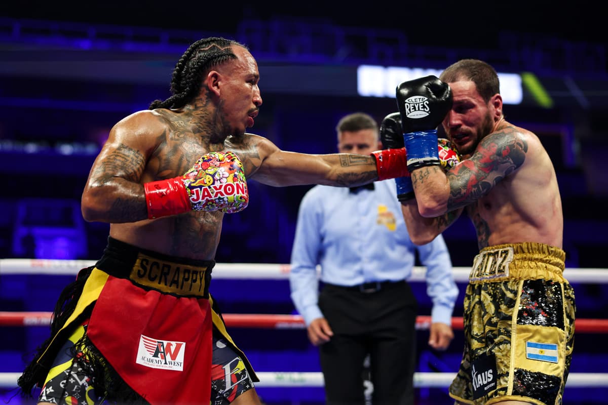 John Ramirez lands a jab during boxing bout against Lucas Emanuel Fernandez