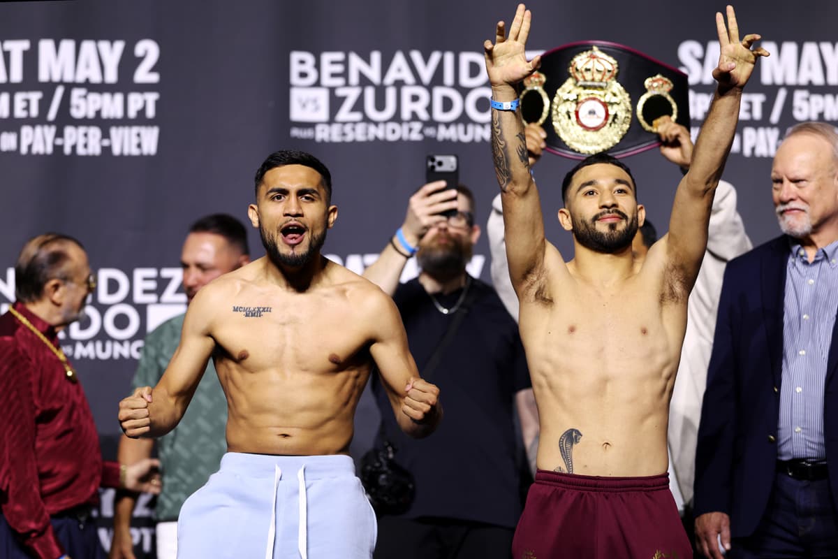 Jorge Chavez and Jose "Tito" Sanchez during the weigh-in