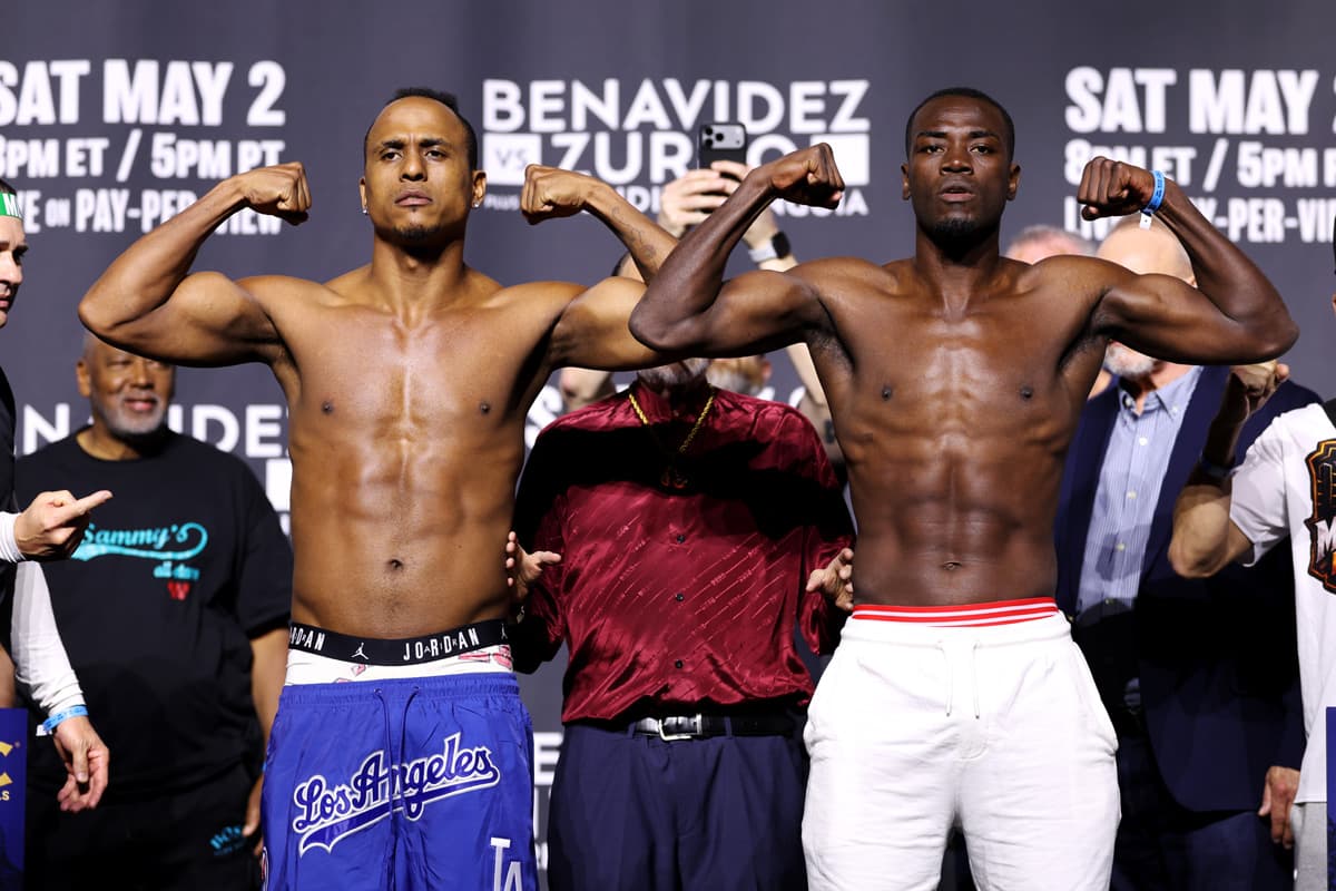 Juan Carrillo and Marlo Delgado during the weigh-in