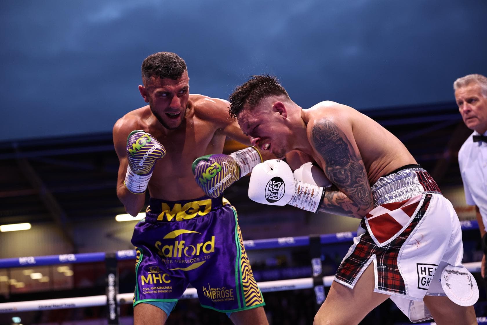 Michael Gomez Jnr lands a punch during his bout against Lee McGregor