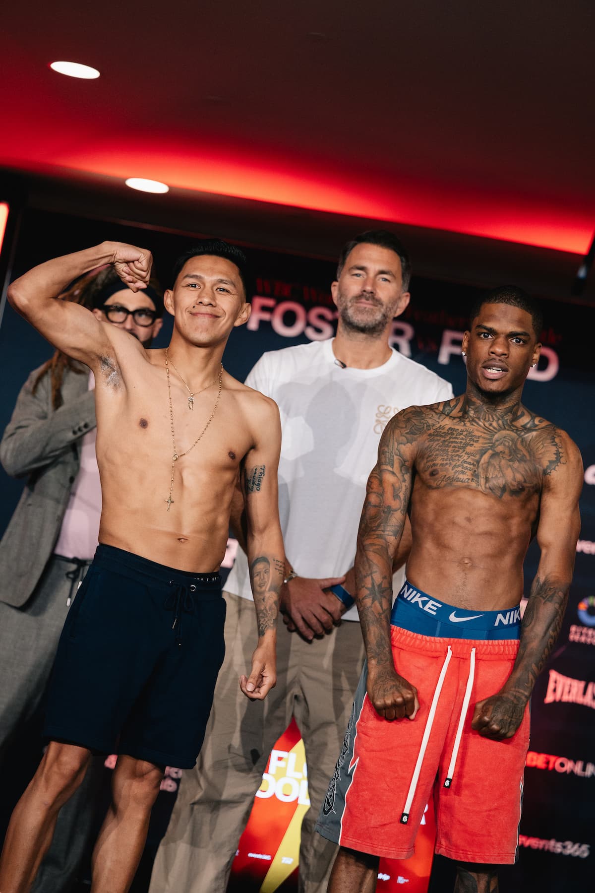 Miguel Flores and Javon Woodard Jr at the weigh-in