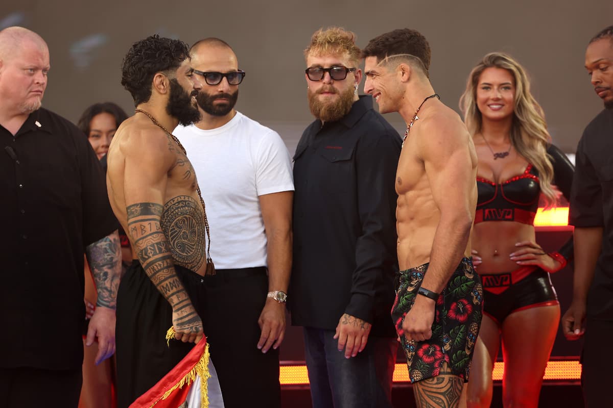 Namo Fazil and Jake Babian at weigh-in faceoff