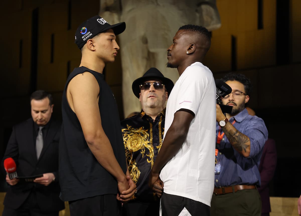 Omar Hikal and Michael Kalyalya face off at weigh-in