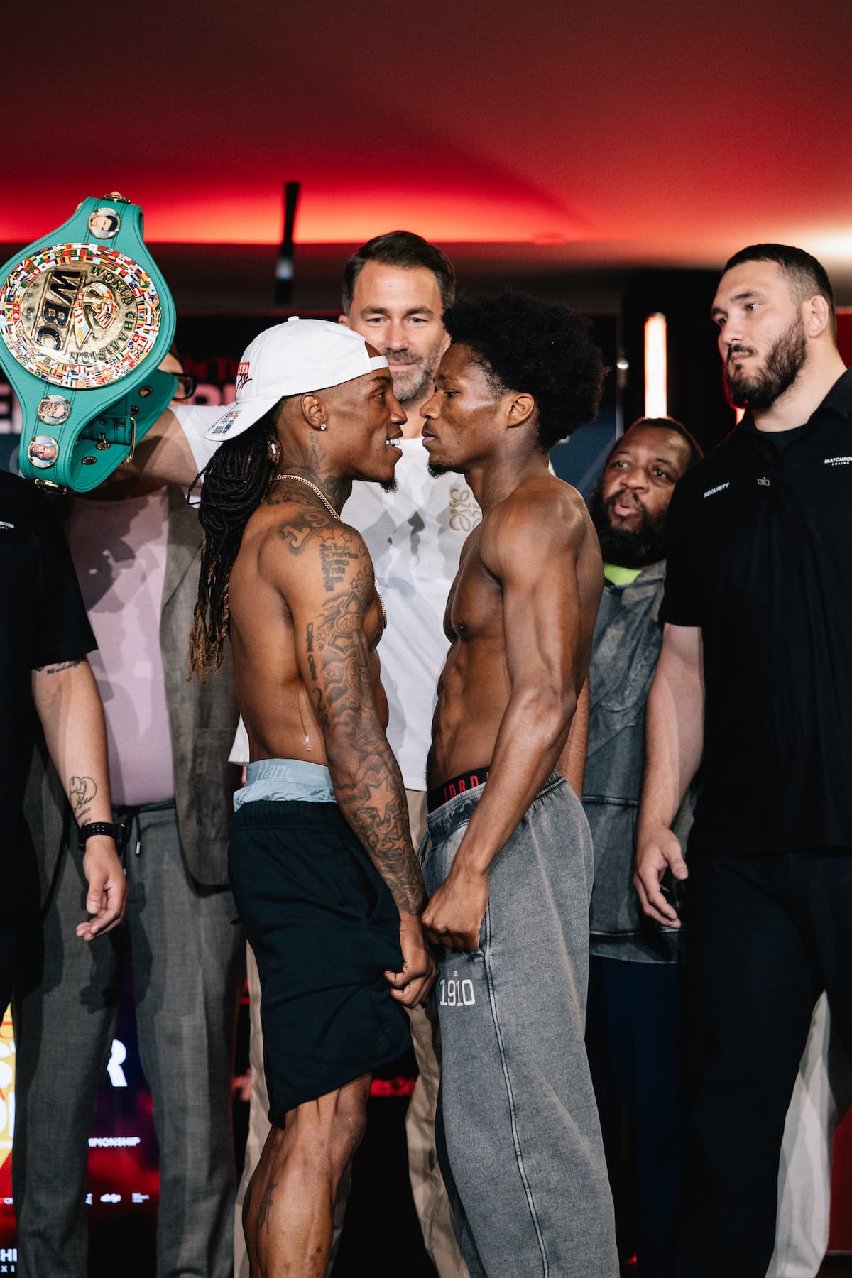 O'Shaquie Foster and Raymond Ford face off at the weigh-in