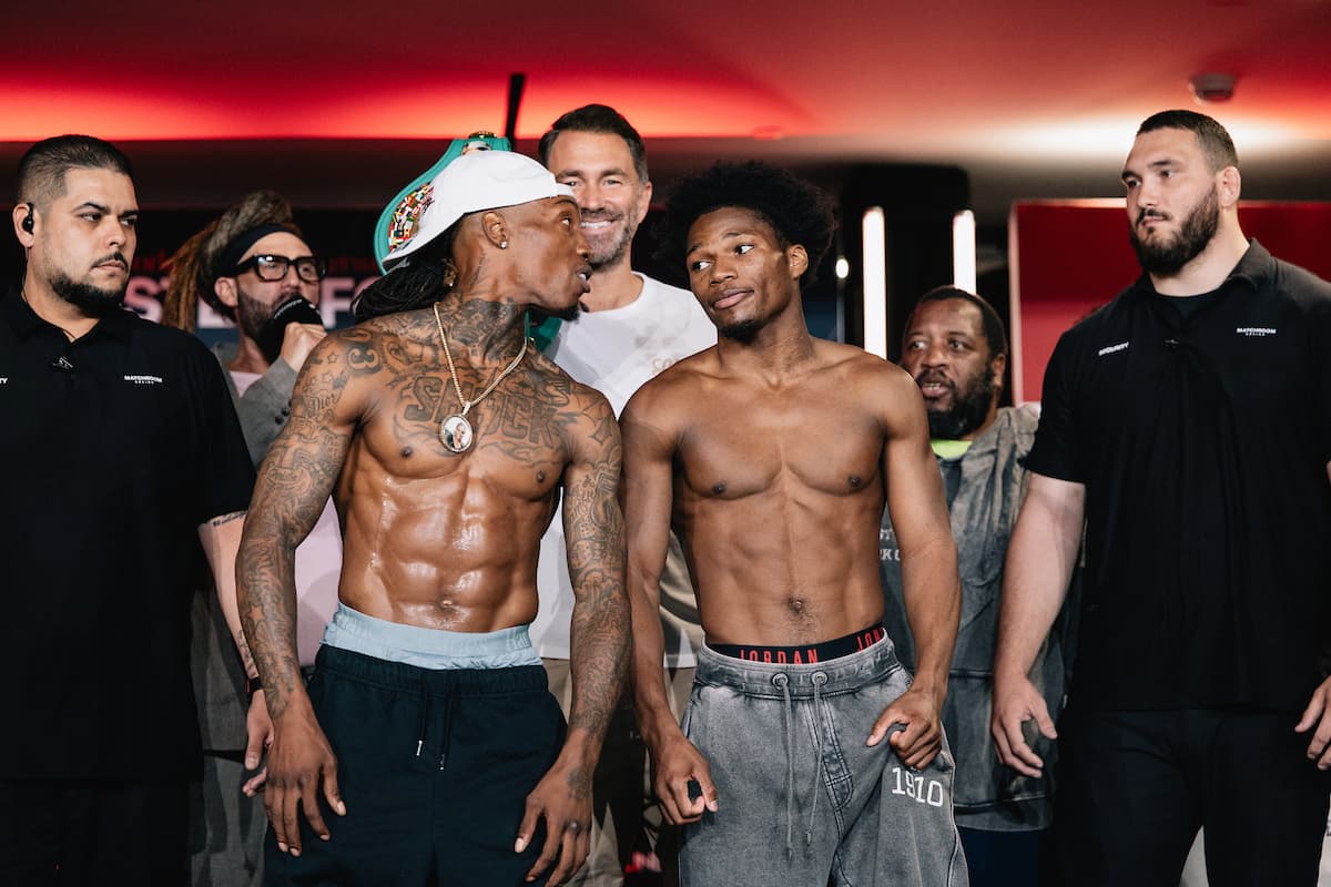 O'Shaquie Foster and Raymond Ford at the weigh-in